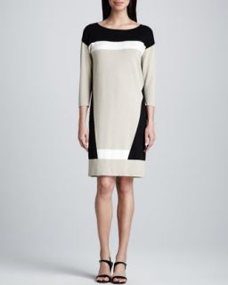 Womens Colorblock Tunic Dress   Magaschoni   White/Desert/Onyx (SMALL/4 6)