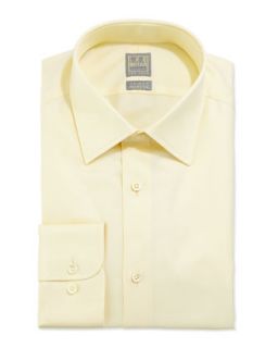 Mens Solid Textured Dress Shirt, Light Yellow   Ike Behar   Yellow (17 1/2 XL)