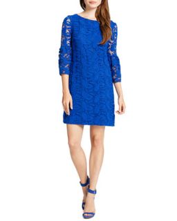 Womens Cora 3/4 Sleeve Chemical Lace Shift Cocktail Dress   Cynthia Steffe  