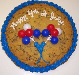 Scott's Cakes 2 lb. M&M Cookie Cake Red, White, and Blue Plastic Balloons  Chocolate Chip Cookies  Grocery & Gourmet Food