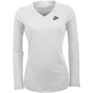 Antigua Baltimore Orioles Womens Flip Long Sleeve V neck T Shirt   Size Large,