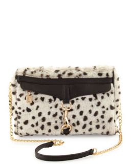 Snow Leopard Faux Fur Shoulder Bag, White   Adrienne Landau