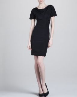 Womens Dot Print Silk Short Sleeve Dress   Zac Posen   Black dot (8)