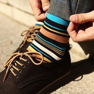 Mens Colorful Stripe Cotton Socks