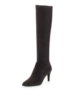 Coolboot Stretch Suede Boot, Anthracite (Made to Order)   Stuart Weitzman  