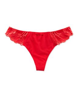 Womens Insolence Wing Embroidered Thong, Flame   Simone Perele   Flame (5/X 