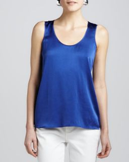 Womens Charmeuse Soft Tank, Petite   Eileen Fisher   Adriatic blue (PS (6/8))