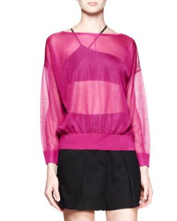 Womens Transparent Crepe Pullover Sweatshirt   Helmut Lang   Fuchsia (LARGE)
