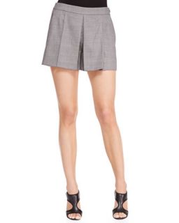 Womens Pleat Front Suiting Shorts   Alexander Wang   Black/White (2)