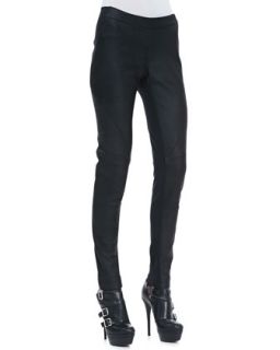 Womens Waxed Leather Paneled Pants   Gareth Pugh   Black (38/4)