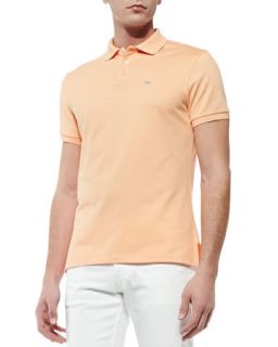 Mens Short Sleeve Polo Shirt with Blue RL Logo, Peach   Ralph Lauren Black