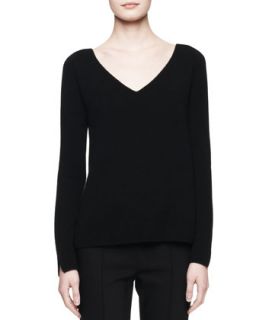 Womens Lunette V Neck Cashmere Top   THE ROW   Black (LARGE)