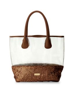 Witchcraft Clear Embossed Sequined Tote Bag, Copper   Deux Lux