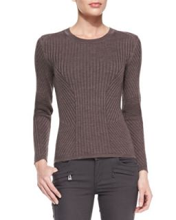 Womens Contoured Ribbed Crew Sweater   Belstaff   Ash (SMALL)