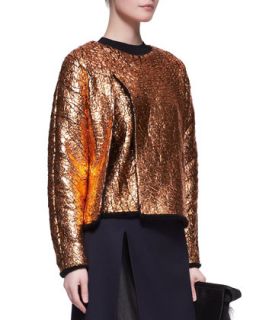 Womens Crackled Metallic Cutaway Sweatshirt   3.1 Phillip Lim   Copper/Black