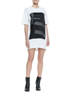 Womens Pact Graphic Front Jersey T Shirt Dress   Helmut Lang   Optic white