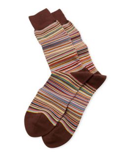 Mens Fine Multi Stripe Socks, Brown   Paul Smith   Brown
