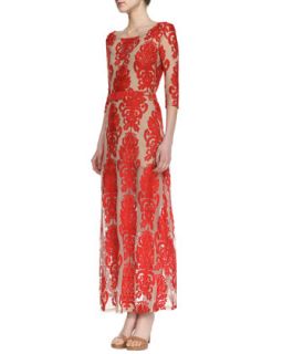 Womens San Marcos Open Back Lace Maxi Dress   For Love & Lemons   Red ptrn