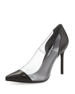 Onview PVC/Leather Pointed Toe Pump, Black (Made to Order)   Stuart Weitzman  