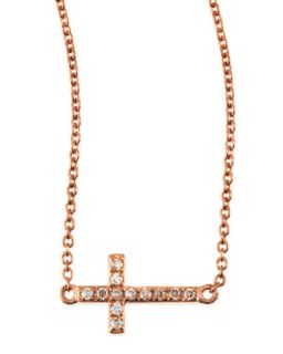 Small 14k Rose Gold Pave Diamond Cross Necklace   Sydney Evan   Gold (14k )