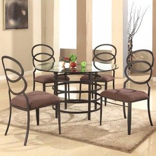 Chintaly Imports Round Glass Ring 5 piece Dining Set Black Size 5 Piece Sets