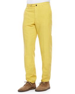 Mens Chinolino Cotton/Linen Trousers, Yellow   Incotex   Yellow (33)