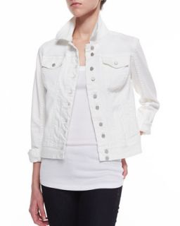 Womens Off White Denim Jacket, Cream   Blank   Cream (MEDIUM)