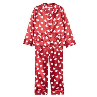 bluezoo Girls red heart printed satin pyjamas