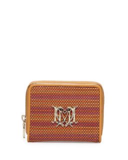 Woven Faux Leather Stripe Wallet, Orange/Camel   Love Moschino