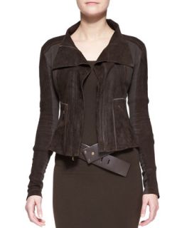 Womens Long Sleeve Zip Front Jacket   Donna Karan   Bark (4)