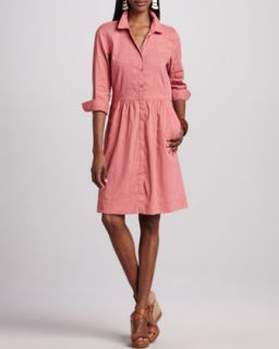 Womens 3/4 Sleeve Linen Blend Shirtdress, Petite   Eileen Fisher   Graphite(dk