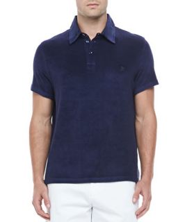 Mens Short Sleeve Terry Polo, Navy   Vilebrequin   Navy (LARGE)