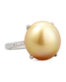 Golden South Sea Pearl and Diamond Ring   Eli Jewels   Gold (6.75)