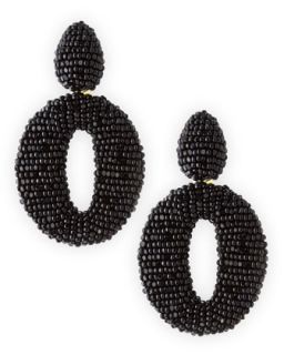 Oscar O Crystal Clip Earrings, Black   Oscar de la Renta   Black