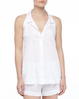 Womens Cotton Batiste Shorty Pajama Set, White   Donna Karan   White (SMALL)