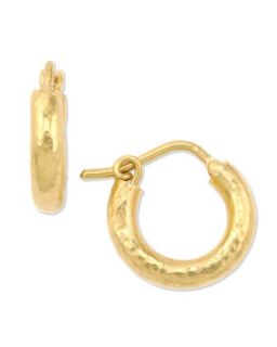 Baby Hammered 19k Gold Hoop Earrings, 14mm   Elizabeth Locke   Red (14mm ,19k ,