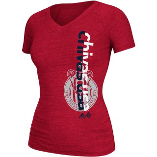 adidas Womens Chivas USA Split Decision Tri Blend V Neck T Shirt   Size L, Red