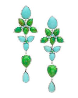 Mariposa Long Chandelier Earrings, Blue/Green   Elizabeth Showers   Green/Blue