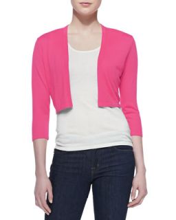 Womens 3/4 Sleeve Silk Cashmere Shrug, Pink   Pink (XL)