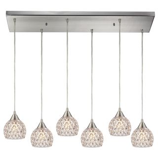 Kersey Satin Nickel And Textured Glass 6 light Line Chandelier