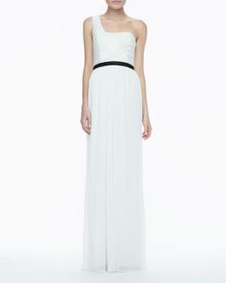 Womens One Shoulder Jersey & Leather Gown   Jason Wu   White (2)