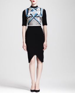 Womens Embroidered Split Skirt Dress   Peter Pilotto   Silver/Black (UK10/6)