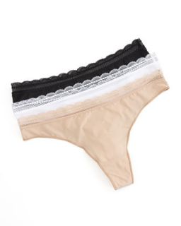 Womens Soft Stretch Lace Trim Thong   Chantelle   Ultra nude (LARGE)