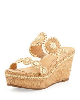 Leigh Double Strap Wedge Sandal, Gold/Cork   Jack Rogers   Gold/Cork (37.5B/7.