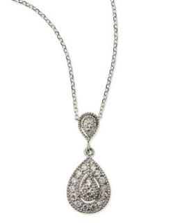 Teardrop Antiqued Pave Diamond Necklace   KC Designs   White gold