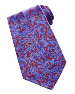 Mens Paisley Silk Tie, Red/Blue   Stefano Ricci   Red