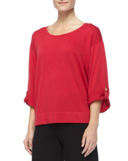 Womens Silk Cashmere Pullover Top, Petite   Joan Vass   Ivory (2P (10P/12P))