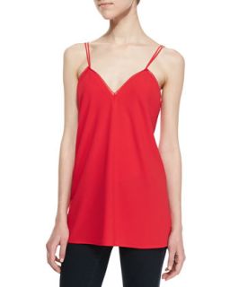 Womens Olivia Trimmed Spaghetti Strap Tank, Red   Cooper & Ella   Red (LARGE)