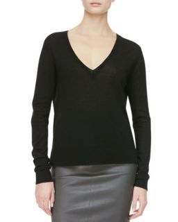 Womens Easy V Neck Pullover Sweater, Black   THE ROW   Black (LARGE)