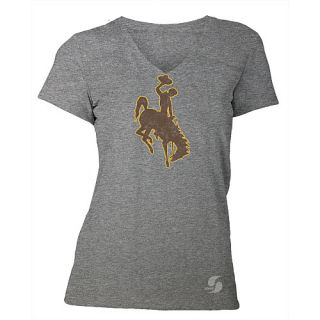 SOFFE Womens Wyoming Cowboys No Sweat V Neck Short Sleeve T Shirt   Size